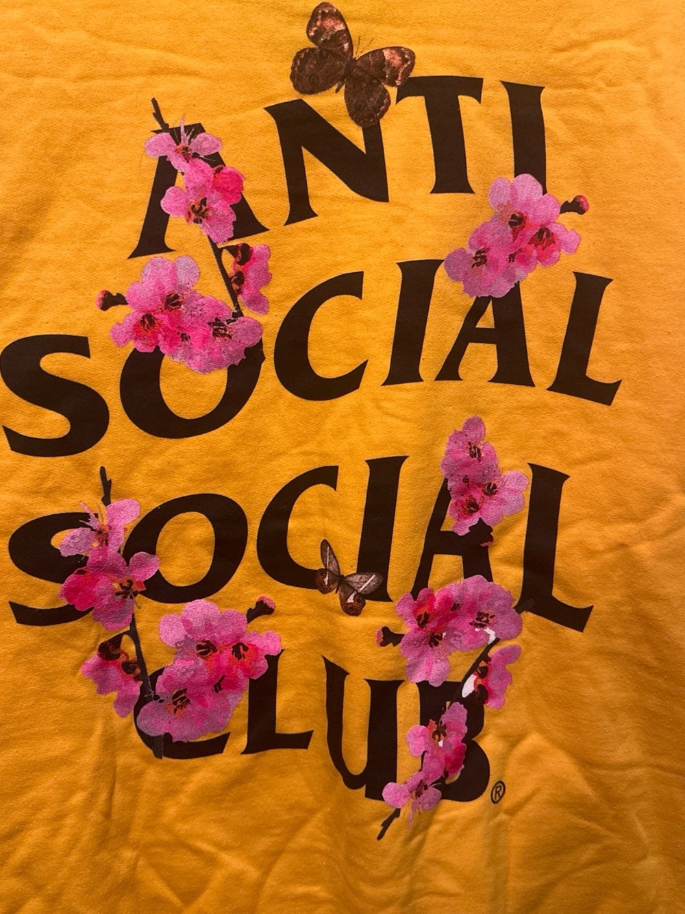 Anti Social Social Club Yellow Hoodie with Black Text (M) - Rare